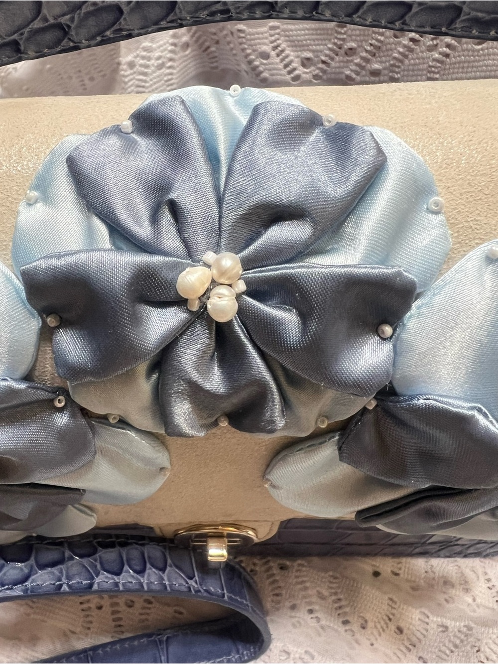 Brahmin Small Hallie Bellbottom Blue Fleur bag - Picture 6 of 12